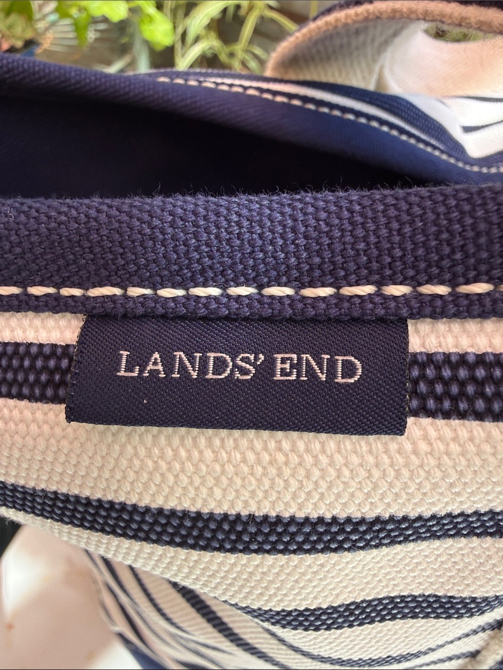 Lands' End Navy and White Striped Canvas Tote - Picture 2 of 10